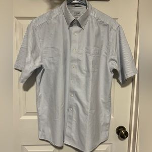 Men's Classic Oxford Cloth Shirt, Traditional Fit Short-Sleeve University Stripe